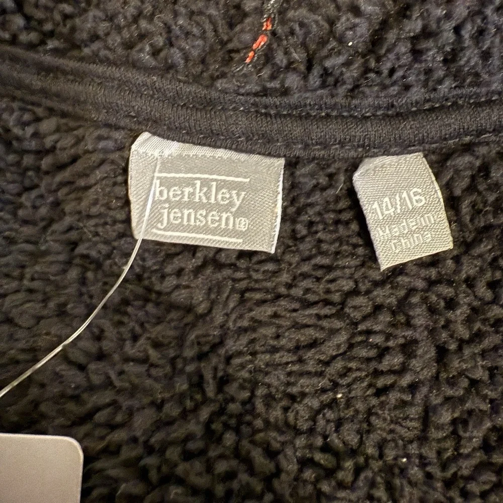 Berkley Jensen Christmas Hoodie Jacket Juniors Sz 14-16 Santa Cozy Plush Lined